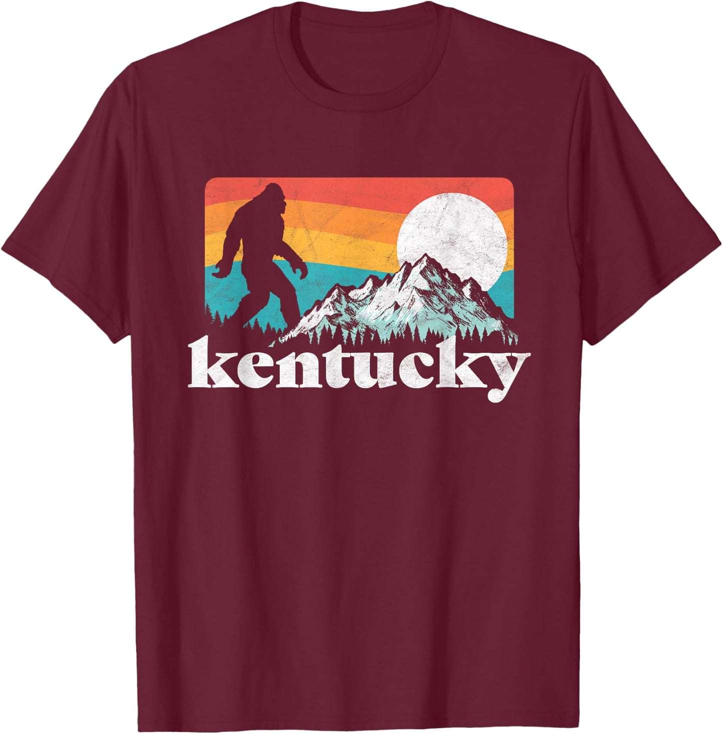 Kentucky Retro Bigfoot Mountains T-Shirt - T-Shirt | Maroon
