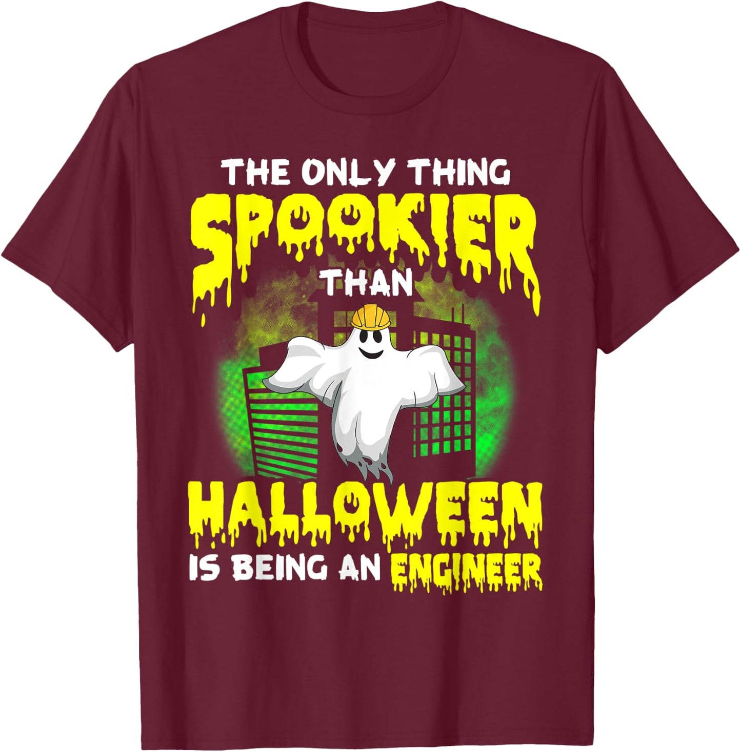 Funny Civil Engineer Halloween Ghost Electrical Engineer T-Shirt - T-Shirt | Maroon