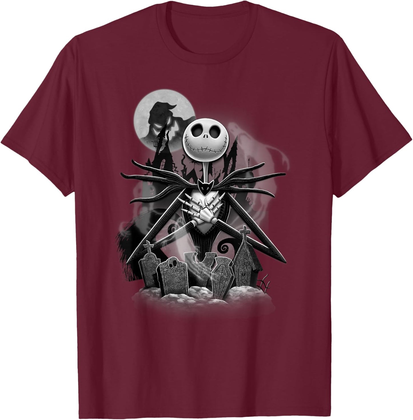 Disney - Nightmare Before Christmas Jack Night Scene T-Shirt - T-Shirt | Maroon