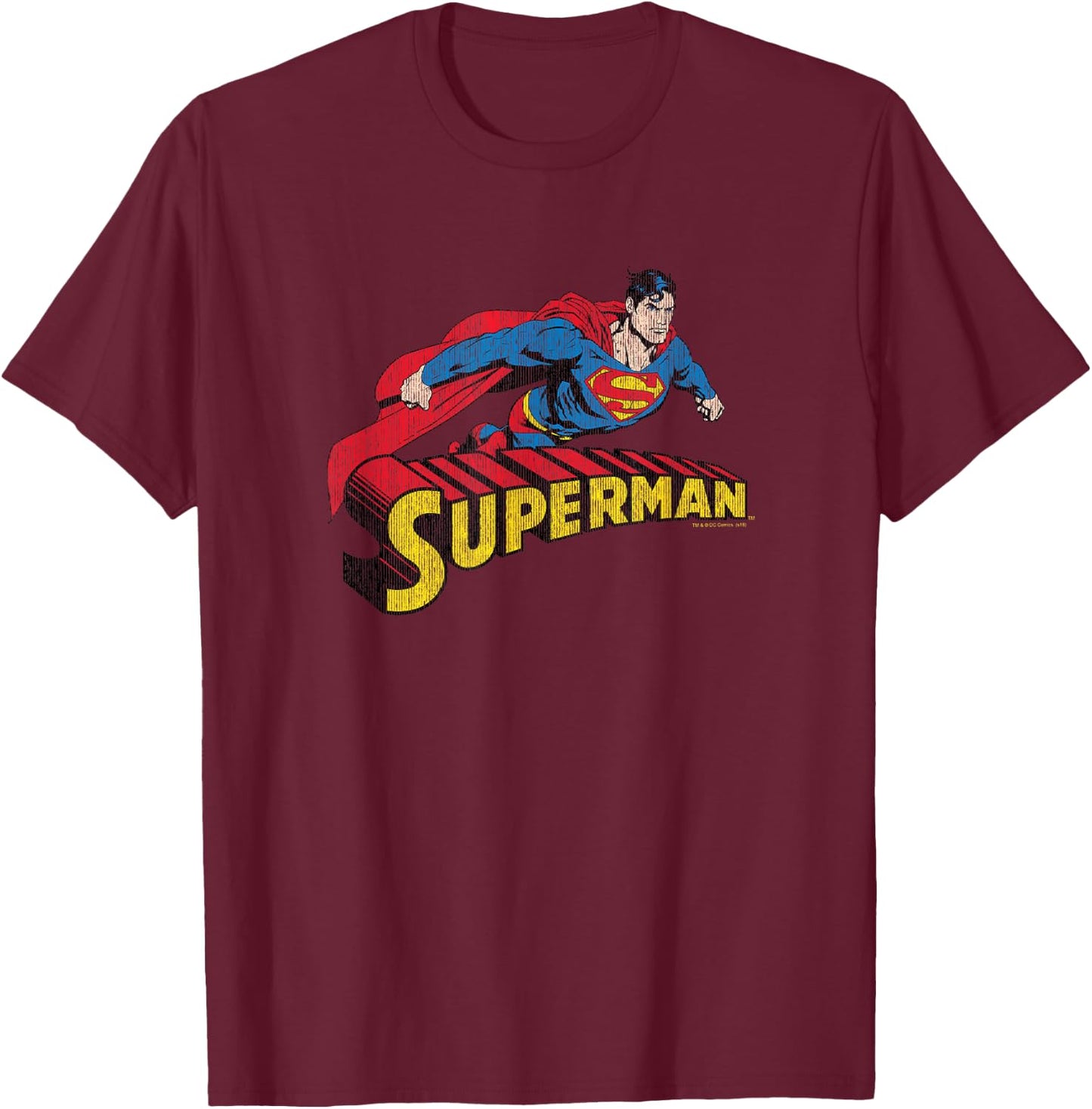Superman Flying Over T-Shirt - T-Shirt | Maroon