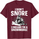 Snowmobile Gift Snowmobiling Accessories & Stuff -Adult Black Short Sleeve Straight Fit Non-Stretchable Letter Print Art Snowmobile Lover T-Shirt - T-Shirt | Maroon