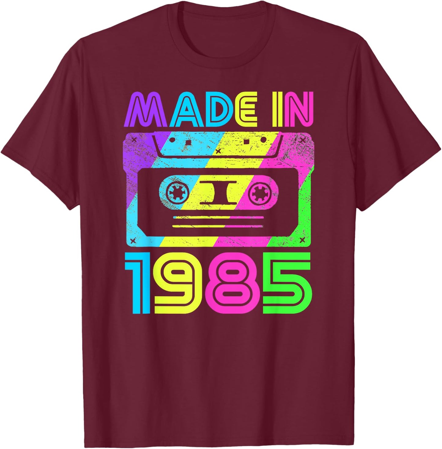Made In 1985 Cassette Birthday Outfit 80s Party Wear T-Shirt - T-Shirt | Maroon