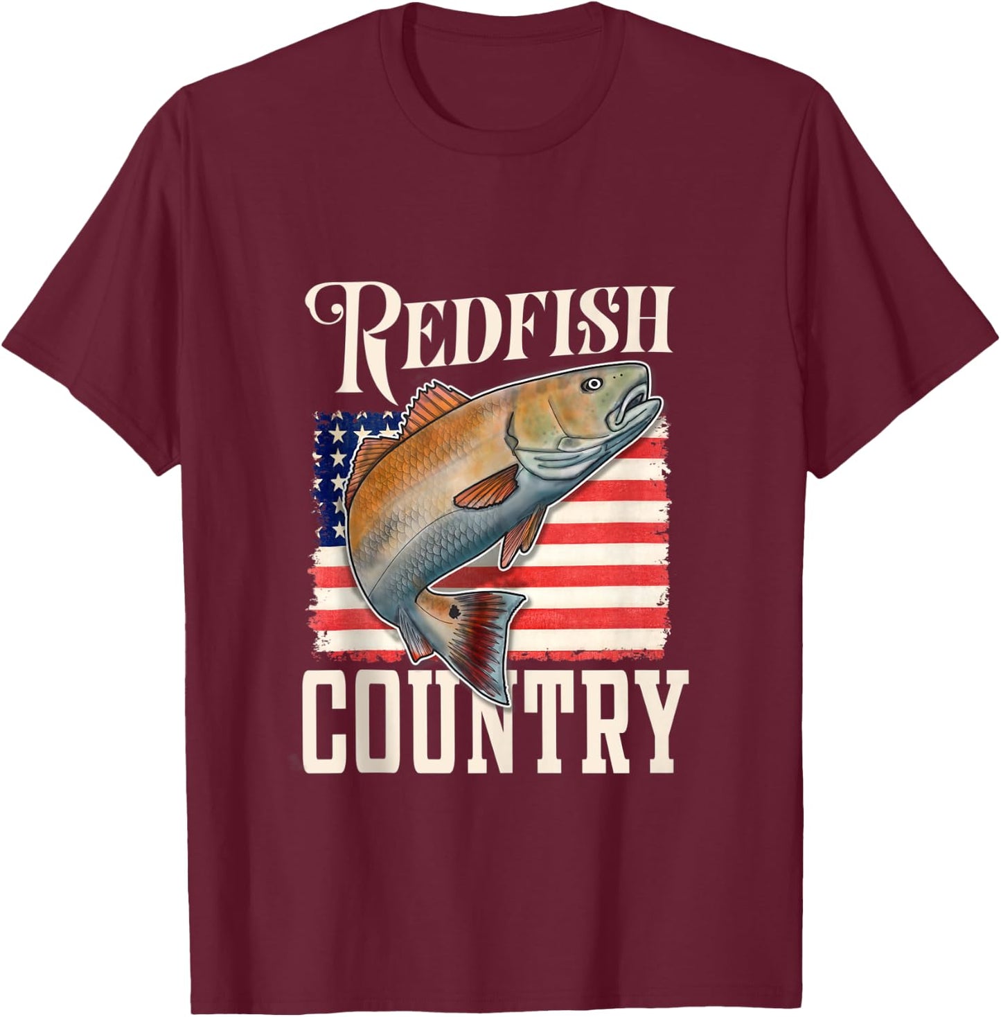 Redfish Country Saltwater Red Drum Fishing T-Shirt - T-Shirt | Maroon