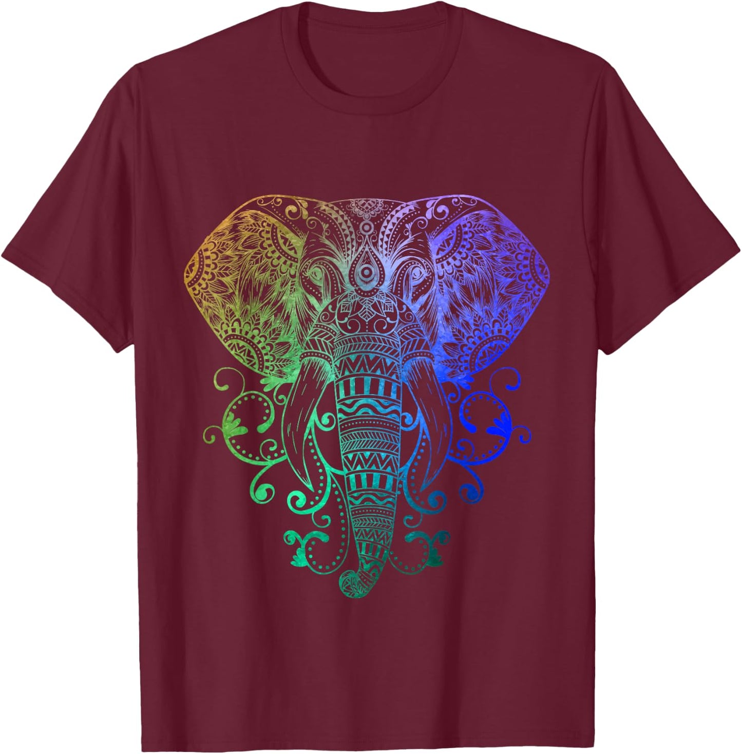 Elephant Shirt Hindu Tribal Watercolor Graphic Gift Men Wome T-Shirt - T-Shirt | Maroon