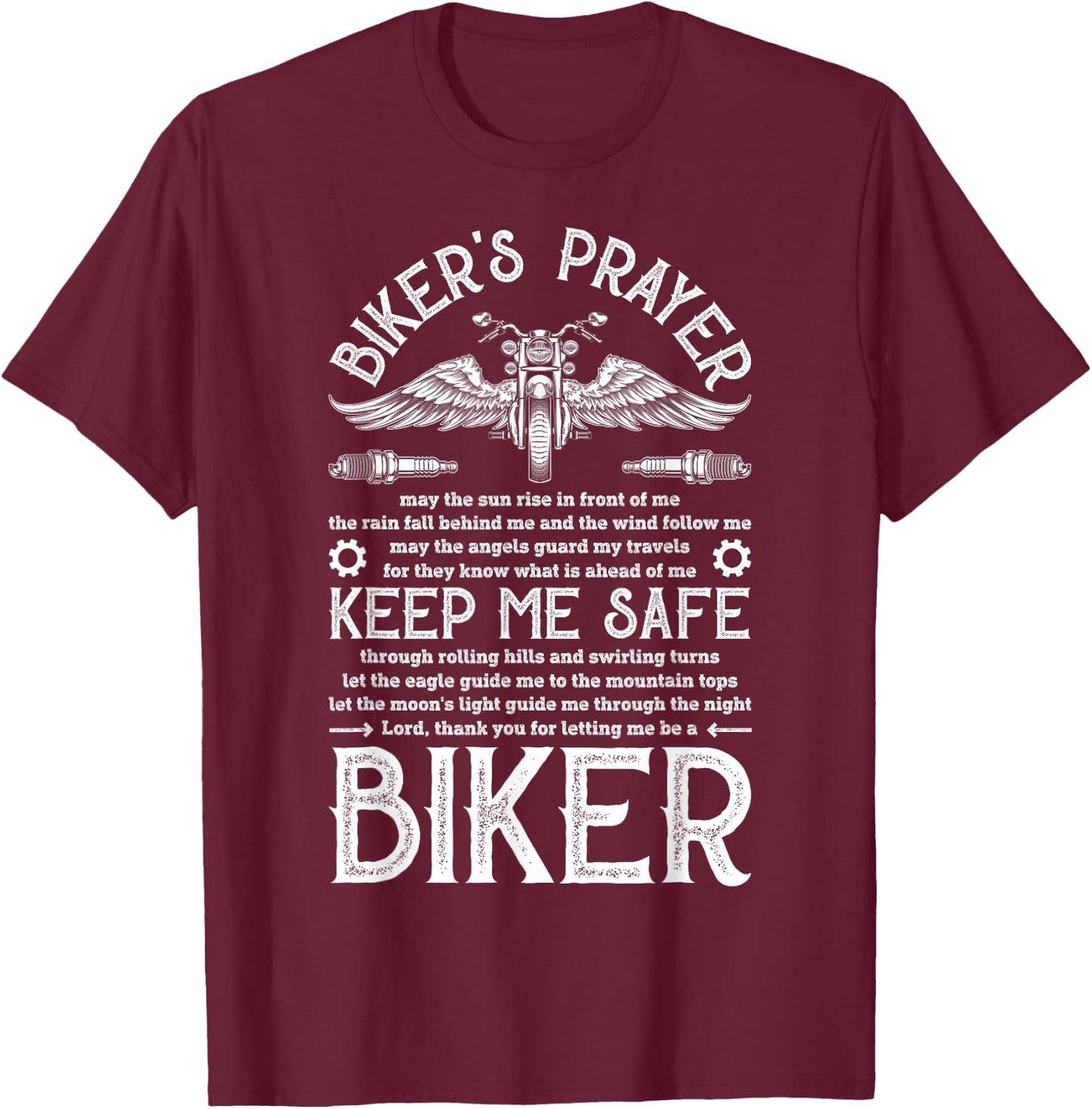 Biker's Prayer Vintage Motorcycle Biker Biking Motorcycling T-Shirt - T-Shirt | Maroon