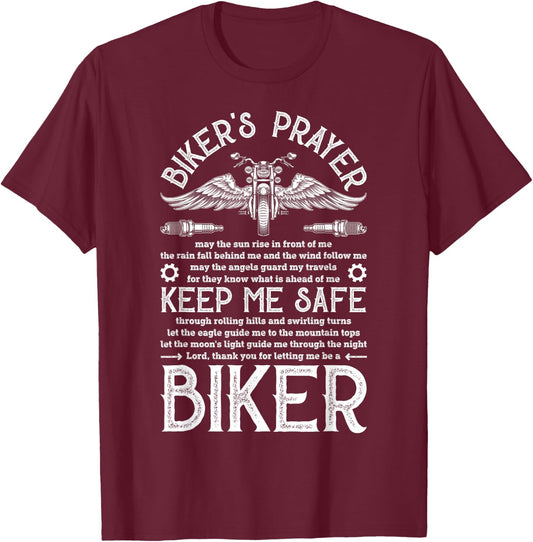 Biker's Prayer Vintage Motorcycle Biker Biking Motorcycling T-Shirt - T-Shirt | Maroon