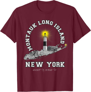 Montauk Long Island NY Shirt T-Shirt - T-Shirt | Maroon