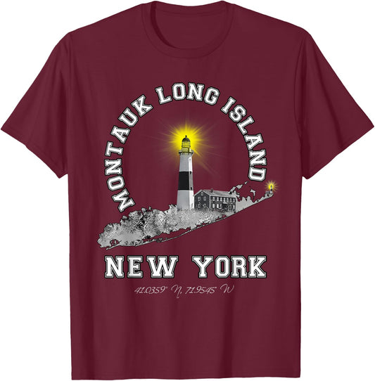 Montauk Long Island NY Shirt T-Shirt - T-Shirt | Maroon
