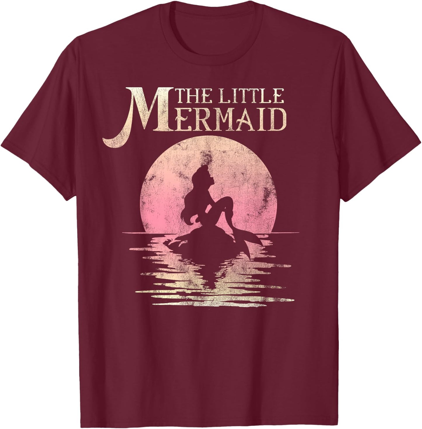 Disney The Little Mermaid Ariel Rock Moon Silhouette T-Shirt - T-Shirt | Maroon