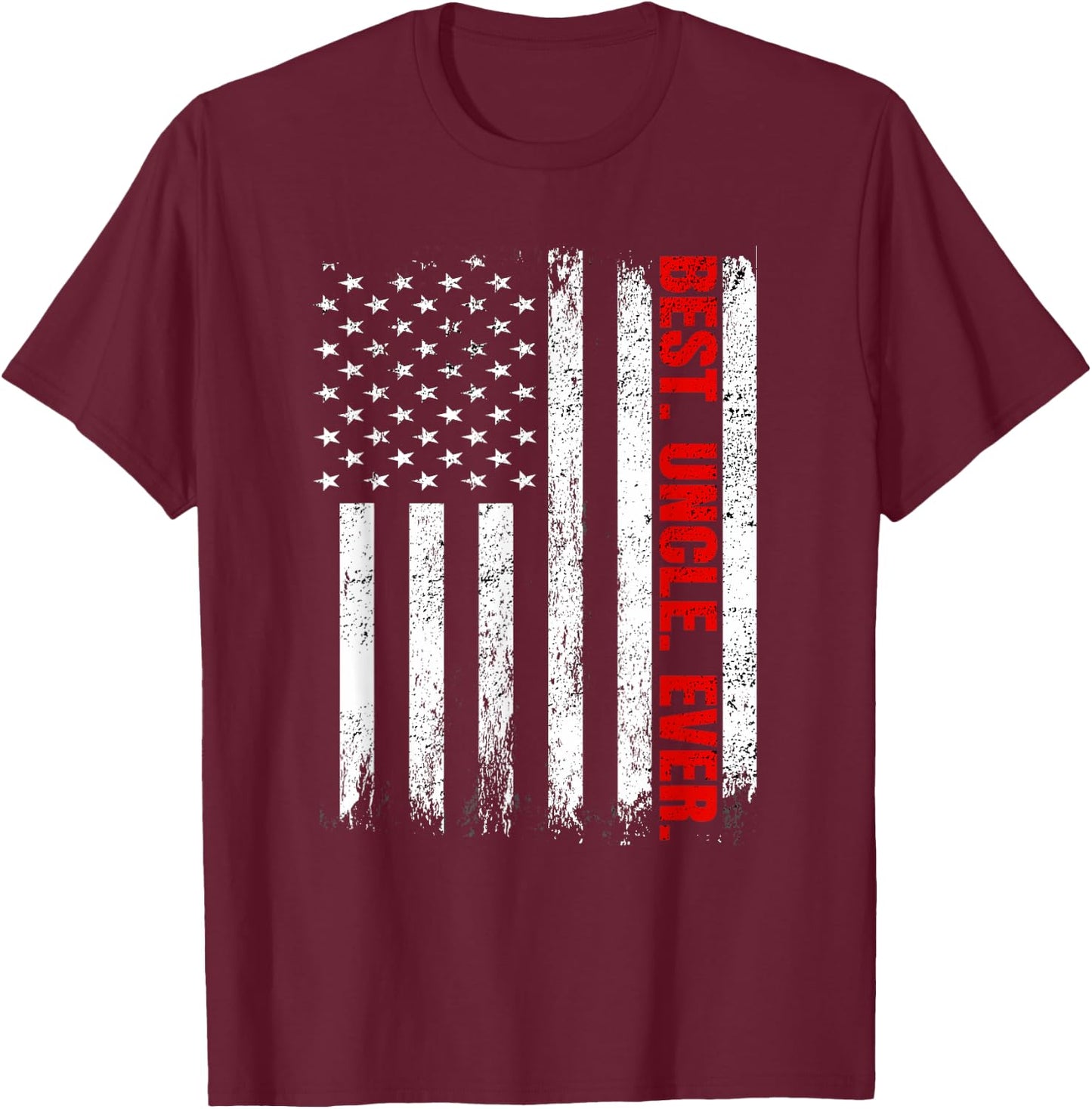 Best Uncle Ever USA Flag Fathers Day Firefighter Red Line T-Shirt - T-Shirt | Maroon