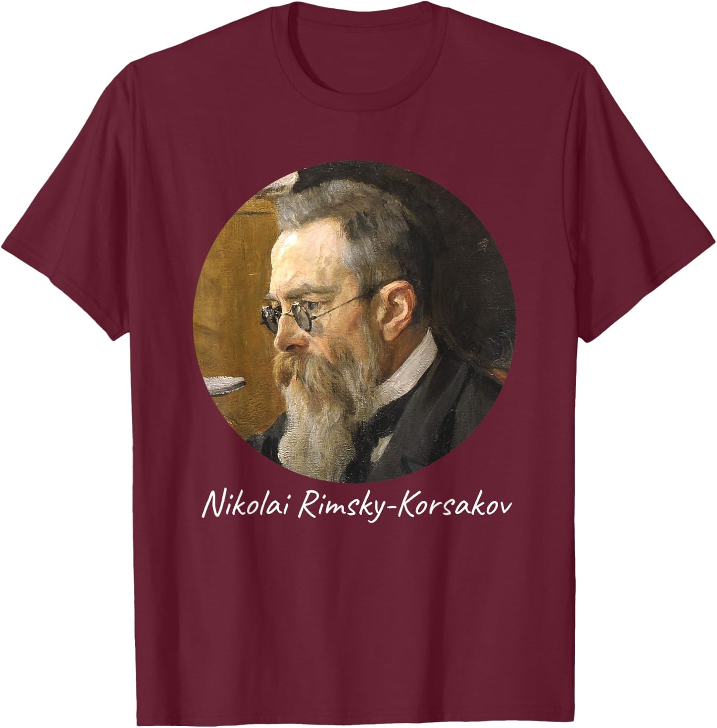 Nikolai Rimsky-Korsakov Composer Portrait T-Shirt - T-Shirt | Maroon