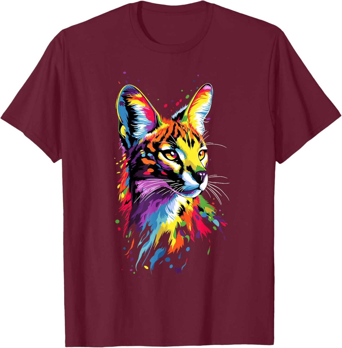 Serval Big Cat Africa Savannah Leopard Cat Cute Serval T-Shirt - T-Shirt | Maroon