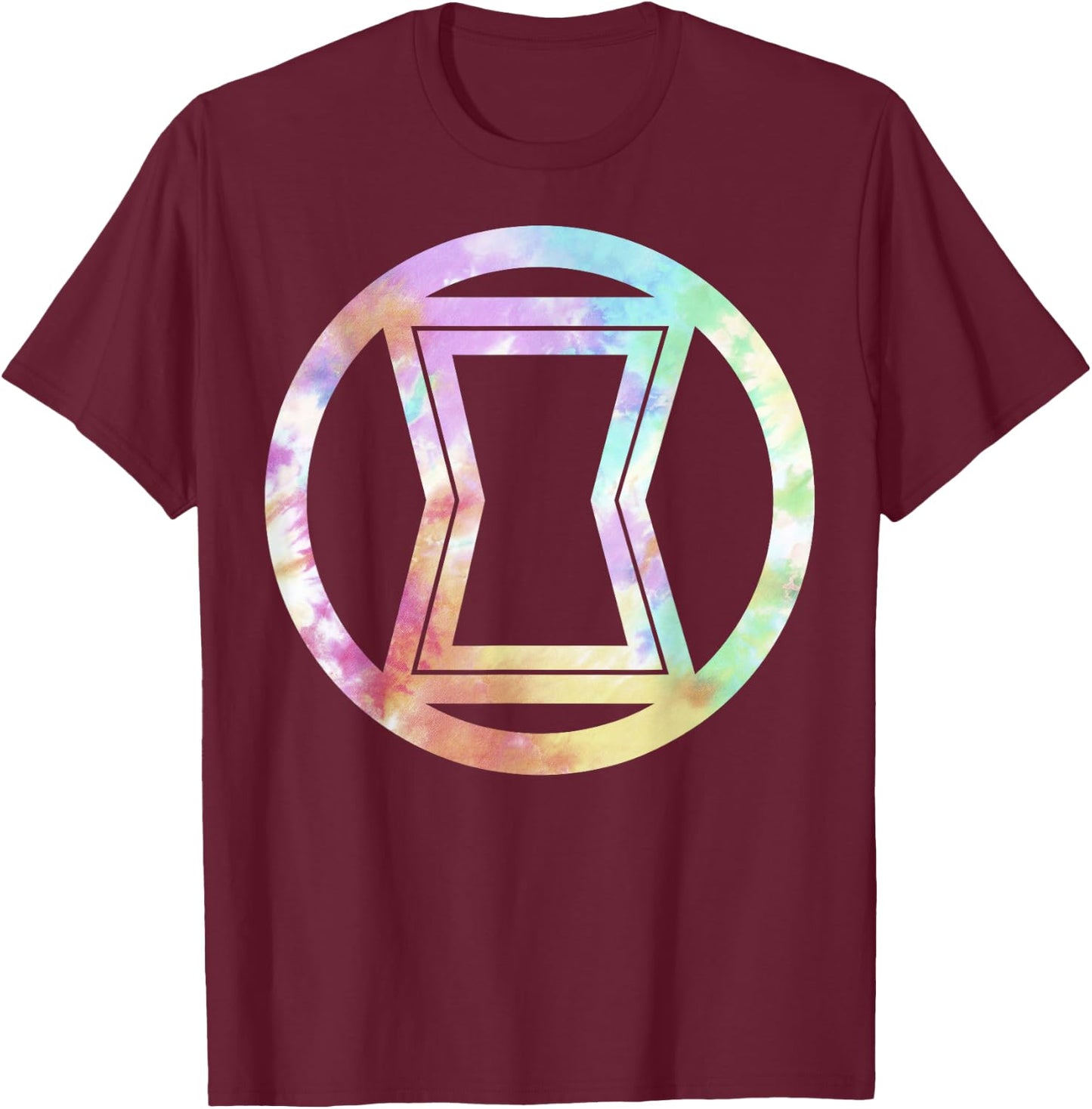 Marvel Black Widow tie Dye Symbol Graphic T-Shirt - T-Shirt | Maroon