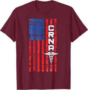 CRNA American Flag USA For Proud Nurses T-Shirt - T-Shirt | Maroon