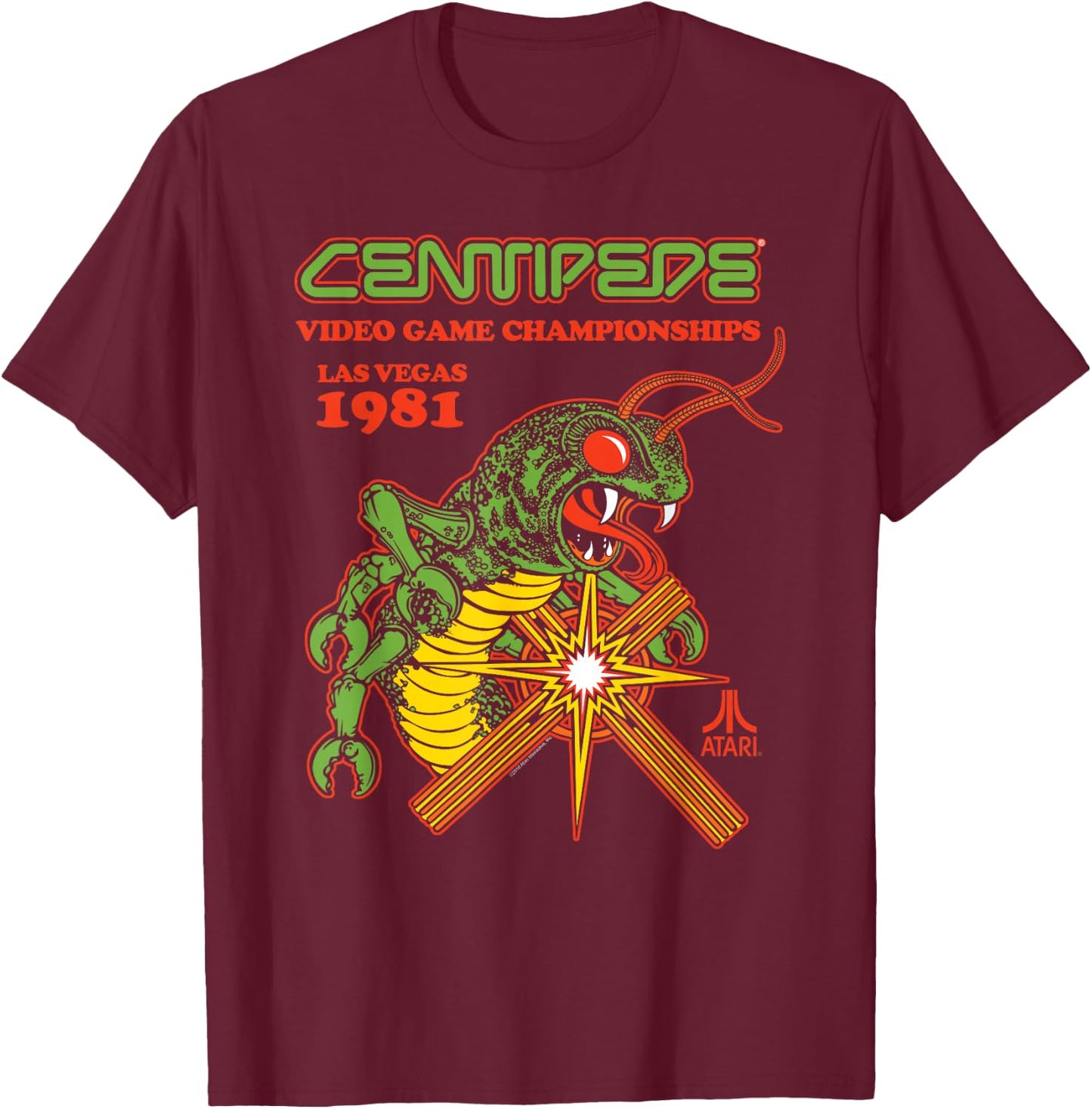 ATARI Centipede State Champ Las Vegas 1982 T-Shirt - T-Shirt | Maroon