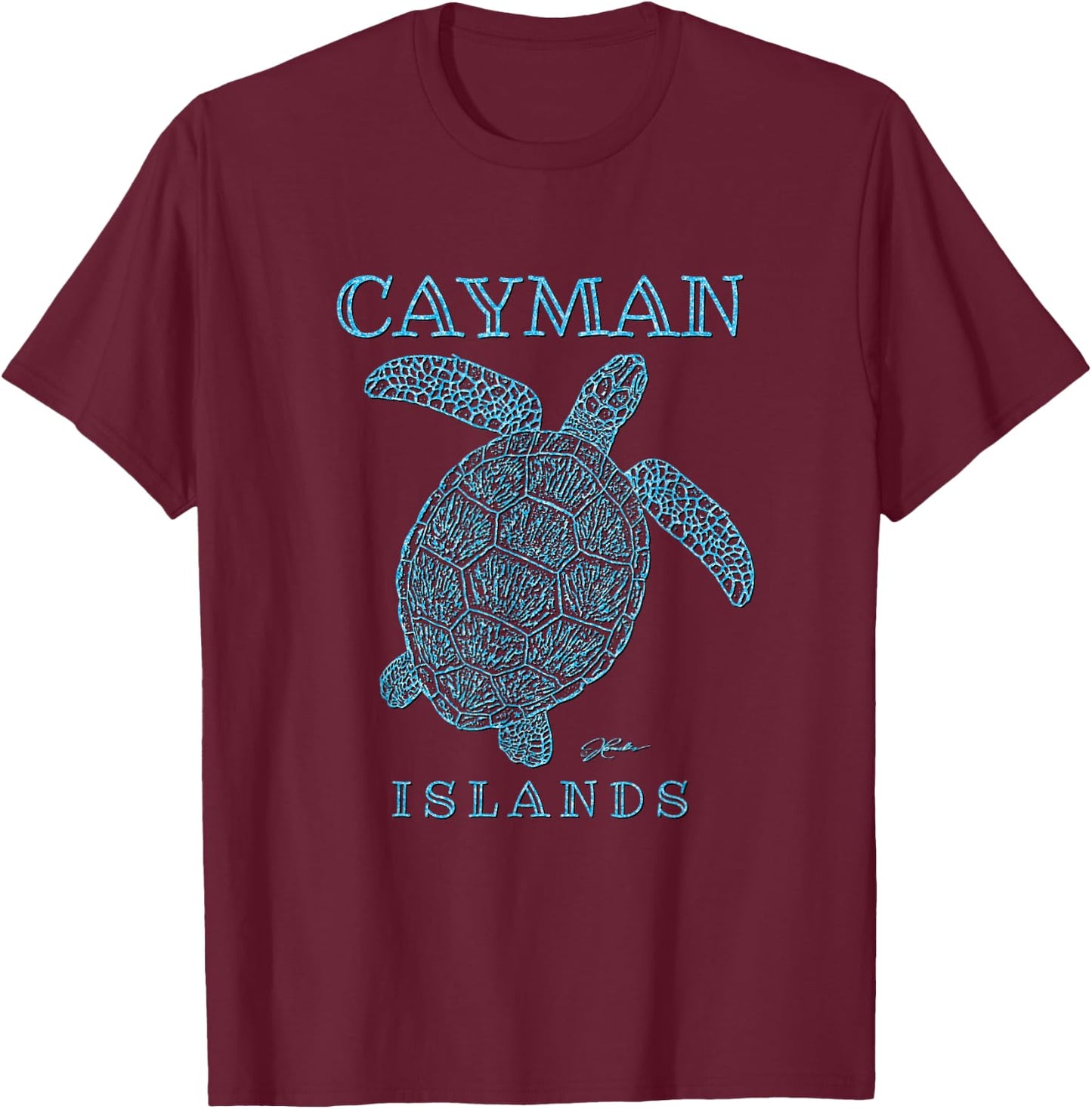 JCombs: Cayman Islands, Sea Turtle T-Shirt - T-Shirt | Maroon
