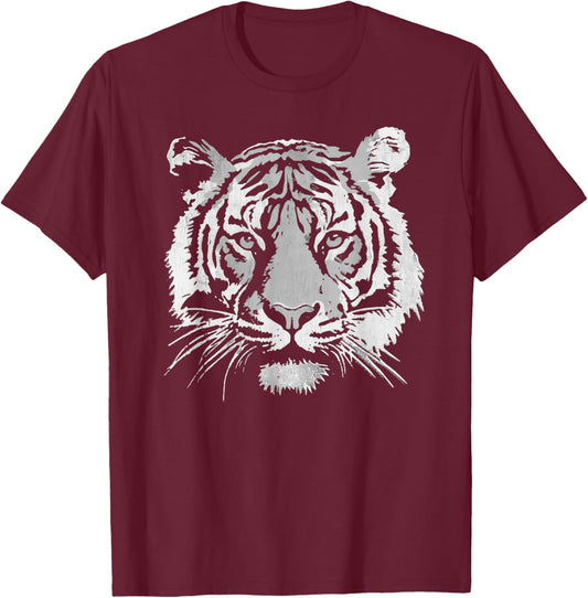 Vintage Tiger Face Retro 90s Style Animal Graphic T-Shirt - T-Shirt | Maroon