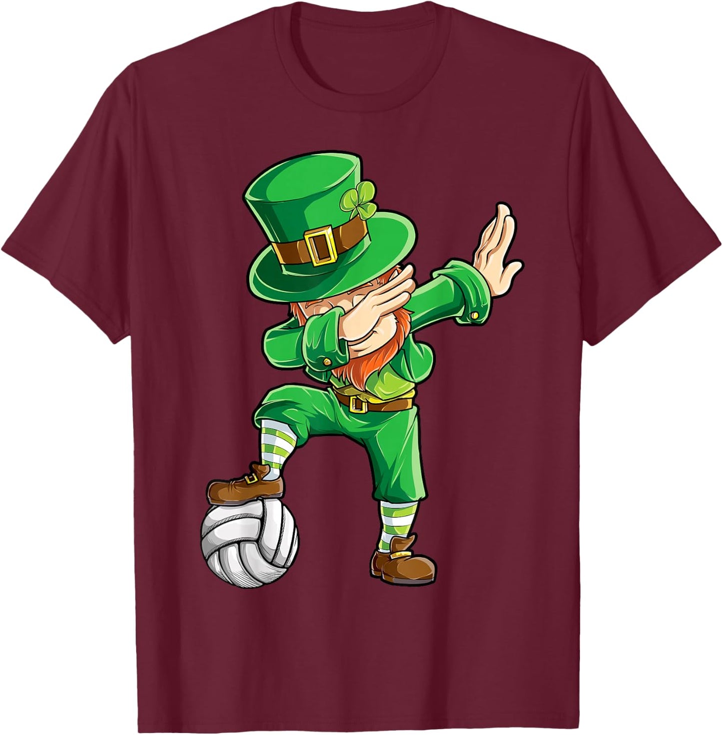 Dabbing Leprechaun Volleyball St Patricks Day Boys Girls Dab T-Shirt - T-Shirt | Maroon