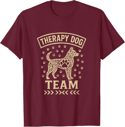 Therapy Dog Team - School Library Visits Trainer T-Shirt - T-Shirt | Maroon
