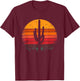 Retro Sunset Saguaro Cactus Vintage Desert Design Graphic T-Shirt - T-Shirt | Maroon