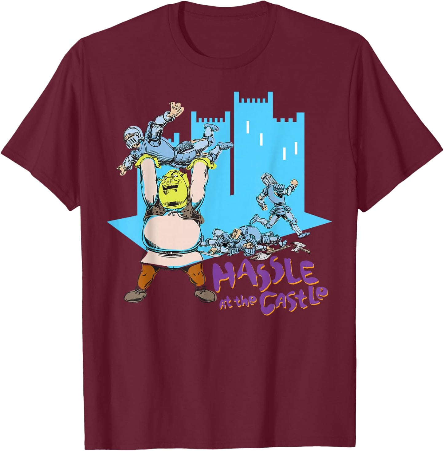 DreamWorks Shrek Hassle at The Castle T-Shirt - T-Shirt | Maroon