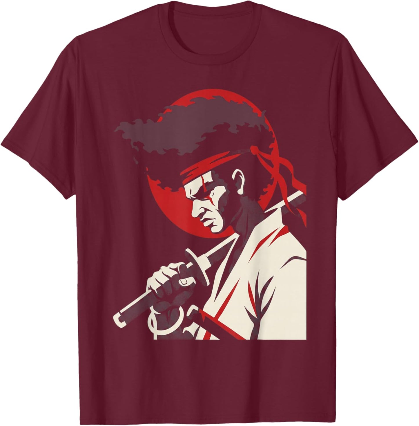 American African Samurai T-Shirt - T-Shirt | Maroon