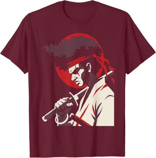 American African Samurai T-Shirt - T-Shirt | Maroon