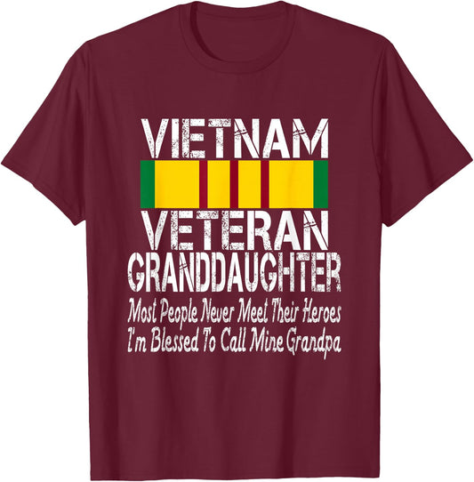 Military Grandpa Blessed Vietnam Veteran Granddaughter T-Shirt - T-Shirt | Maroon