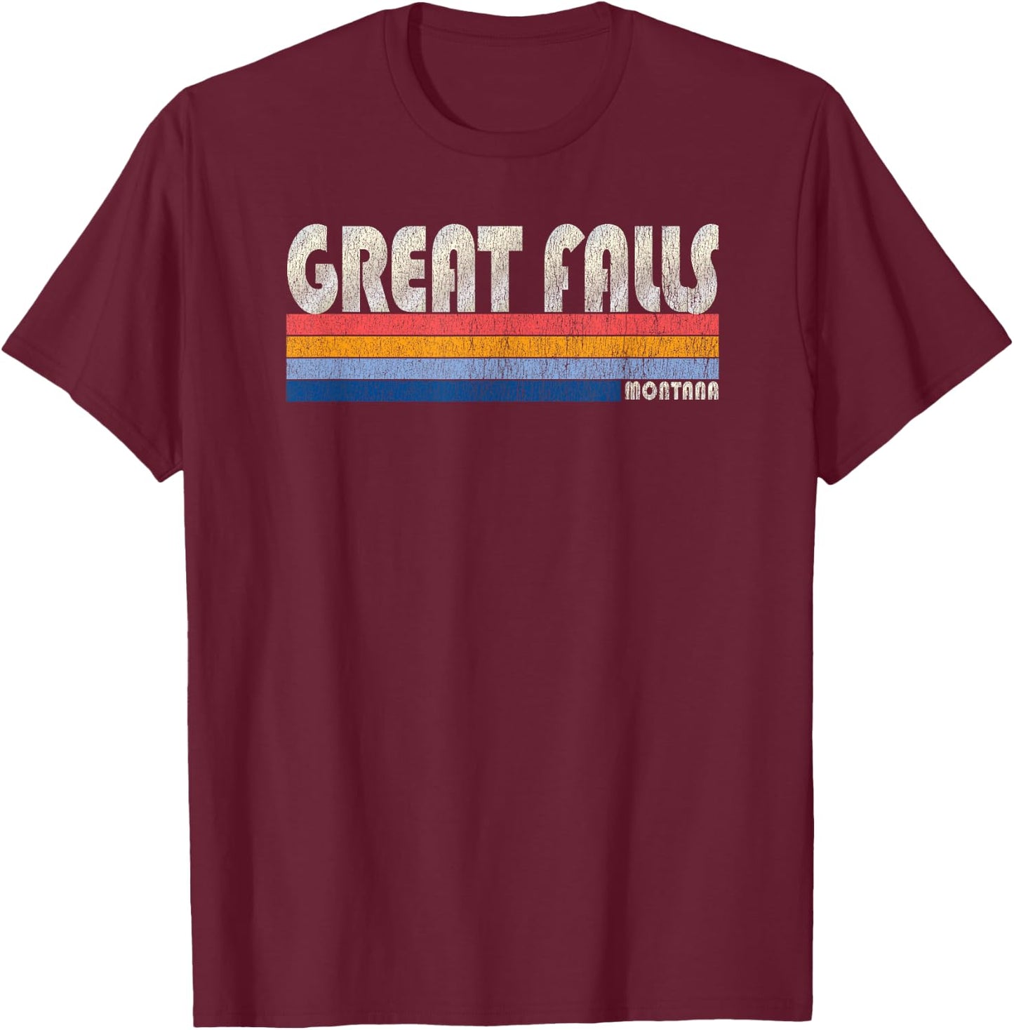 Vintage 70s 80s Style Great Falls MT T-Shirt - T-Shirt | Maroon