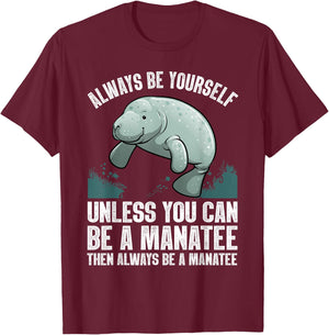 Funny Manatee Design Women Boys Girls Manatee Lover T-Shirt - T-Shirt | Maroon
