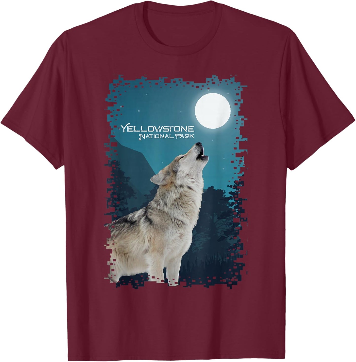 Yellowstone National Park Wolf Souvenir Memorabilia Gift T-Shirt - T-Shirt | Maroon