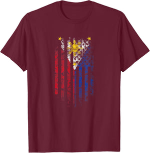 Filipino American Flag - Philippines Shirt Kids Men T-Shirt - T-Shirt | Maroon