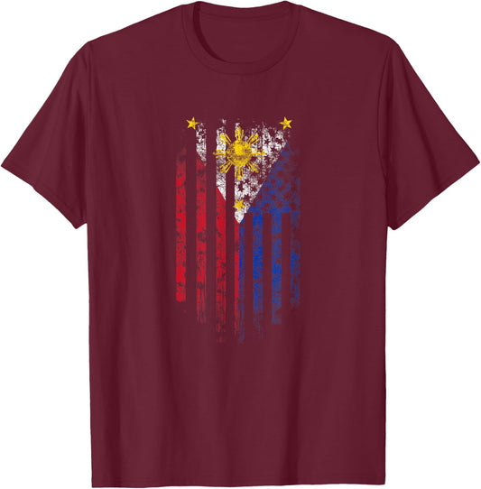 Filipino American Flag - Philippines Shirt Kids Men T-Shirt - T-Shirt | Maroon
