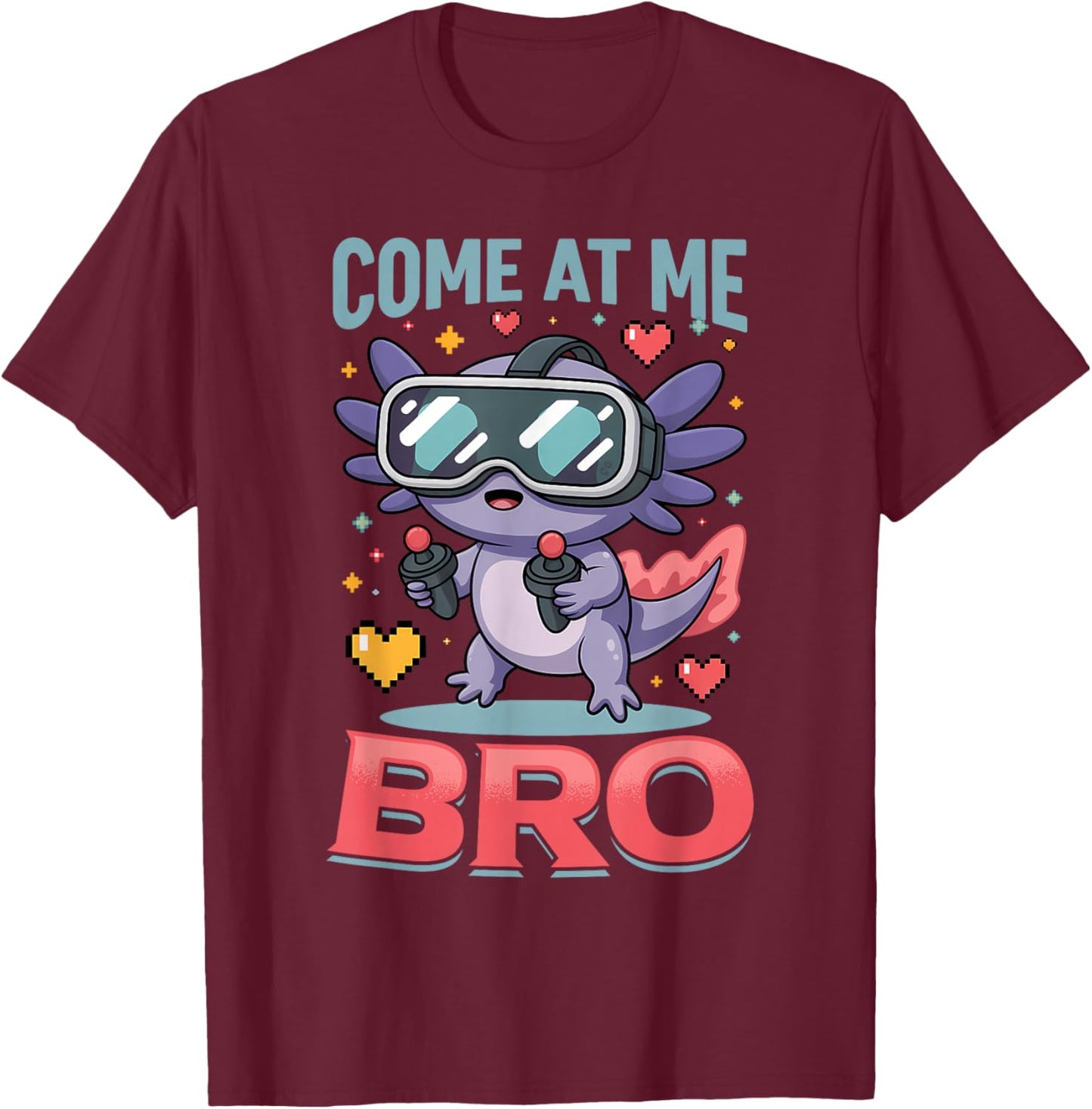 Gaming Axolotl VR Gamer T-Shirt - T-Shirt | Maroon