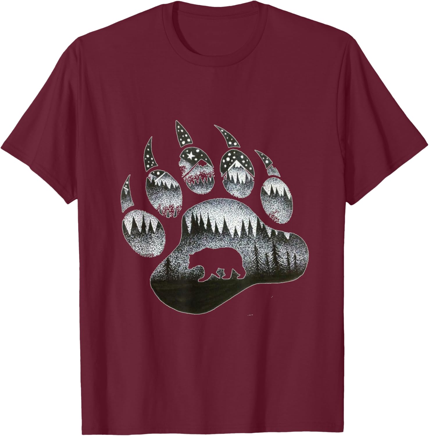 Touching Ghost of the Spirit Bear Paw T Shirt T-Shirt - T-Shirt | Maroon
