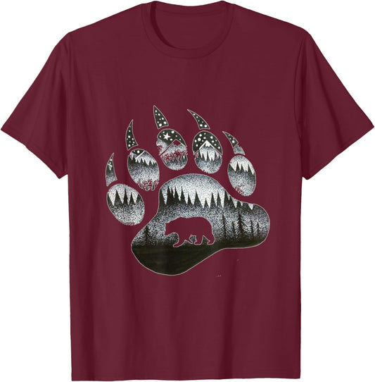Touching Ghost of the Spirit Bear Paw T Shirt T-Shirt - T-Shirt | Maroon