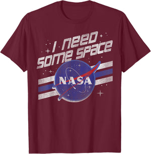 NASA I Need Some Space Vintage Retro Stripe Badge T-Shirt - T-Shirt | Maroon
