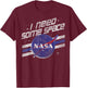 NASA I Need Some Space Vintage Retro Stripe Badge T-Shirt - T-Shirt | Maroon