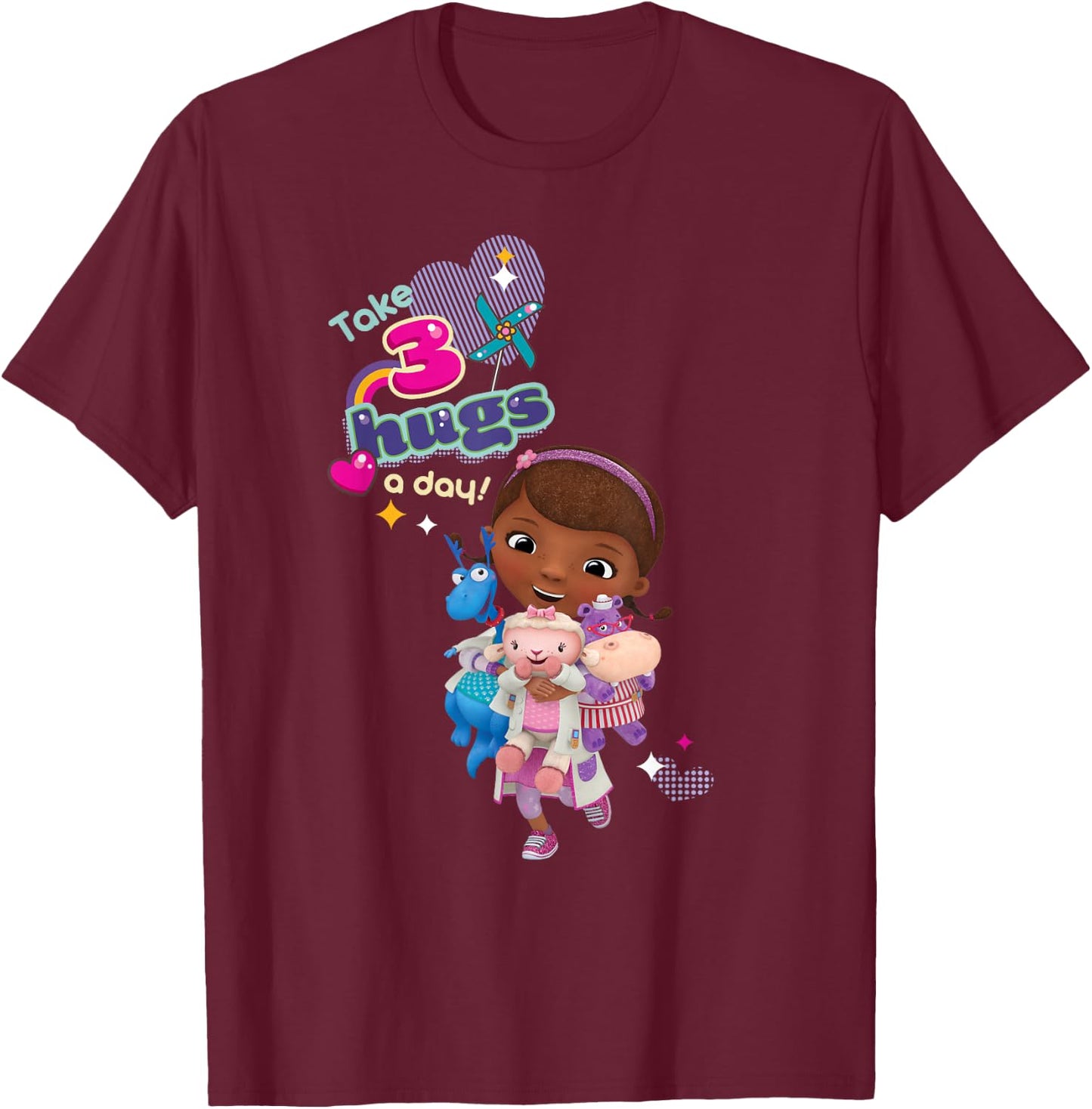 Disney Doc McStuffins Take 3 Hugs a Day T-Shirt - T-Shirt | Maroon