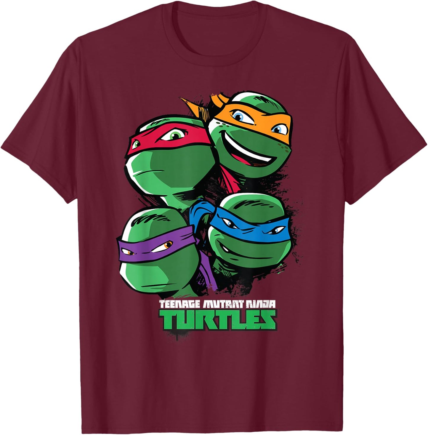 Teenage Mutant Ninja Turtles Large Character Faces T-Shirt - T-Shirt | Maroon