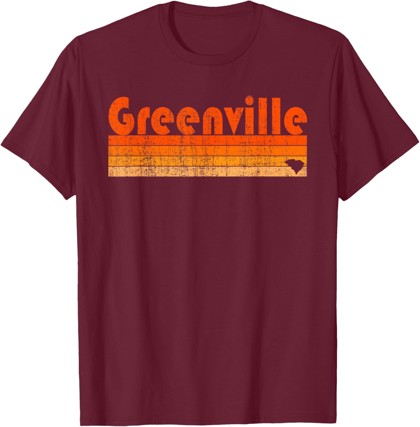 Retro 80s Style Greenville SC T-Shirt - T-Shirt | Maroon