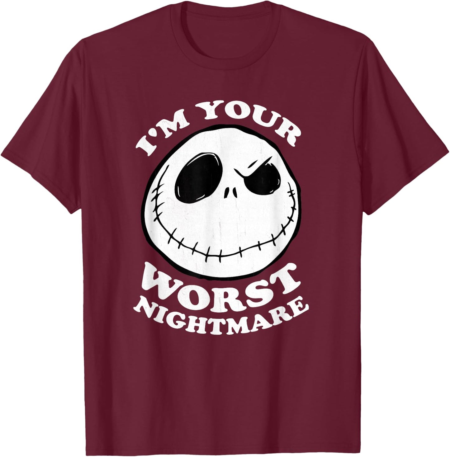 The Nightmare Before Christmas - Jack Worst Nightmare T-Shirt - T-Shirt | Maroon
