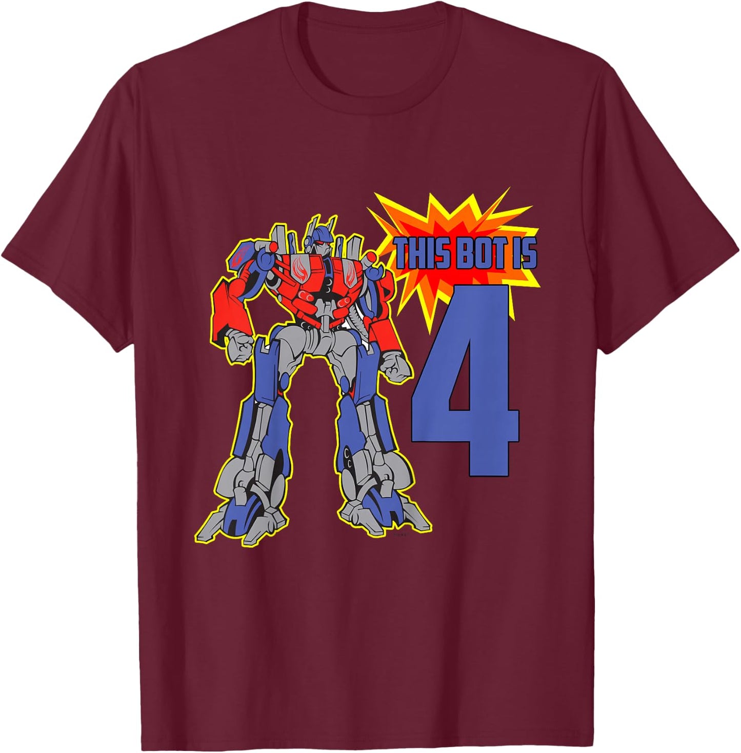 Robot Kid, Cute 4th Birthday Robots for Boys, Girls T-Shirt - T-Shirt | Maroon