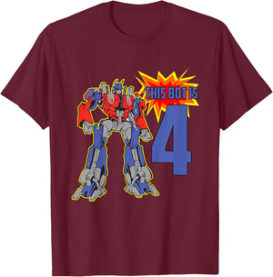 Robot Kid, Cute 4th Birthday Robots for Boys, Girls T-Shirt - T-Shirt | Maroon