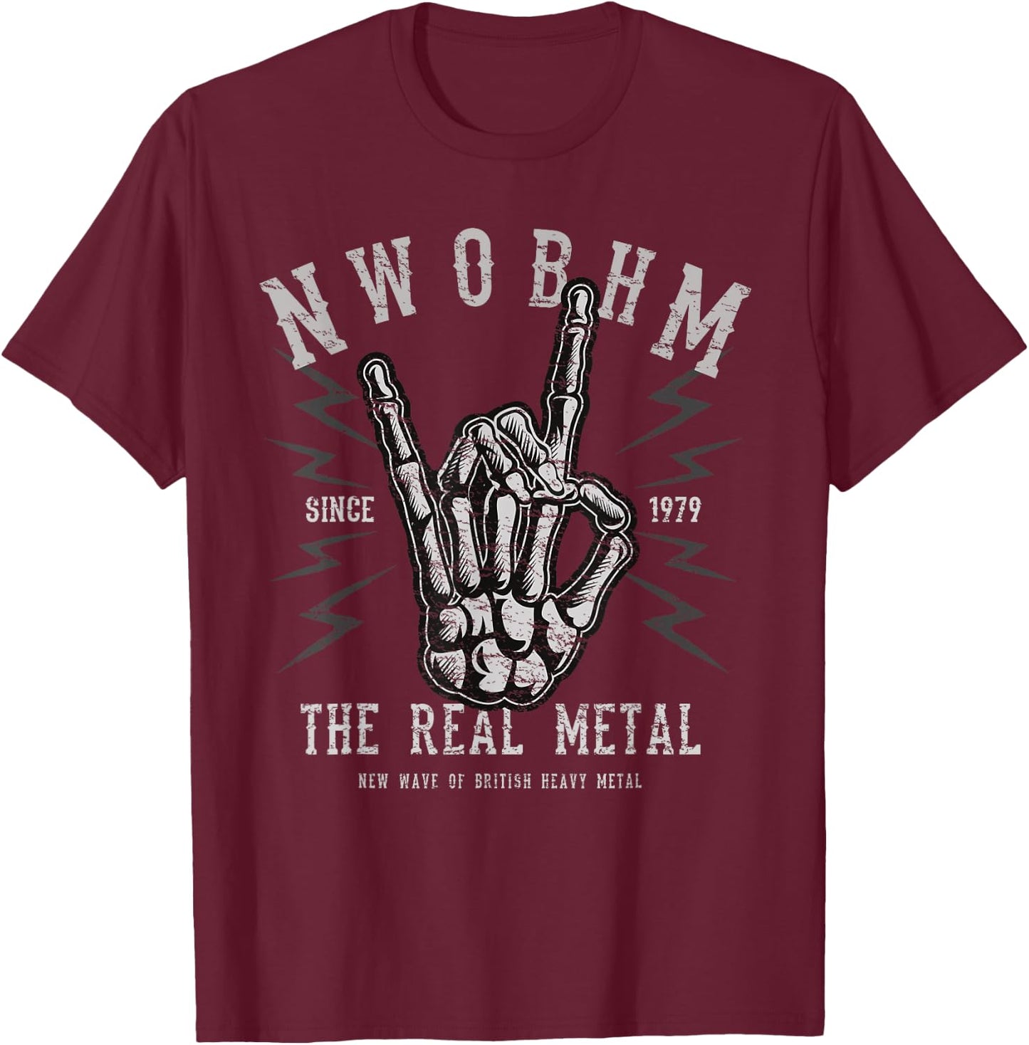 NWOBHM New Wave of British Heavy Metal Gift T-Shirt - T-Shirt | Maroon