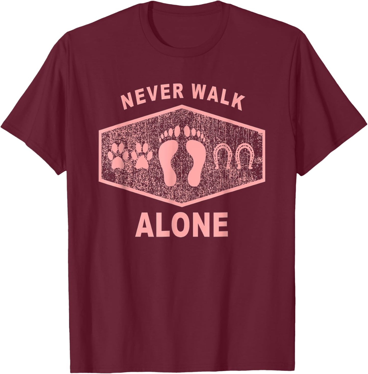 Never Walk Alone Horse, Dog and Rider Women Kids T-Shirt - T-Shirt | Maroon