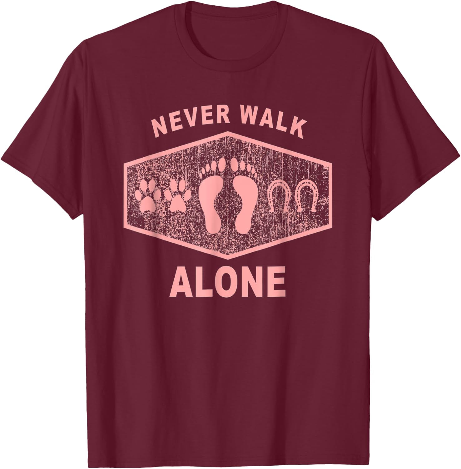 Never Walk Alone Horse, Dog and Rider Women Kids T-Shirt - T-Shirt | Maroon
