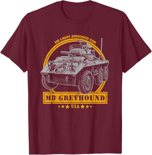 M8 Greyhound Light Armored Car T-Shirt - T-Shirt | Maroon