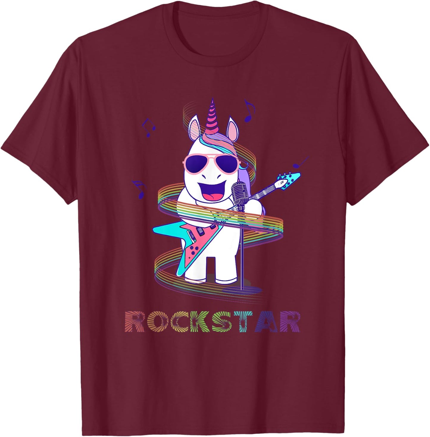 Unicorn Rock star Guitar Rockin' music singer T-Shirt - T-Shirt | Maroon