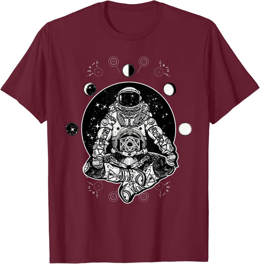 Future Astronaut - Moon Phases Zen Psychonaut T-Shirt - T-Shirt | Maroon